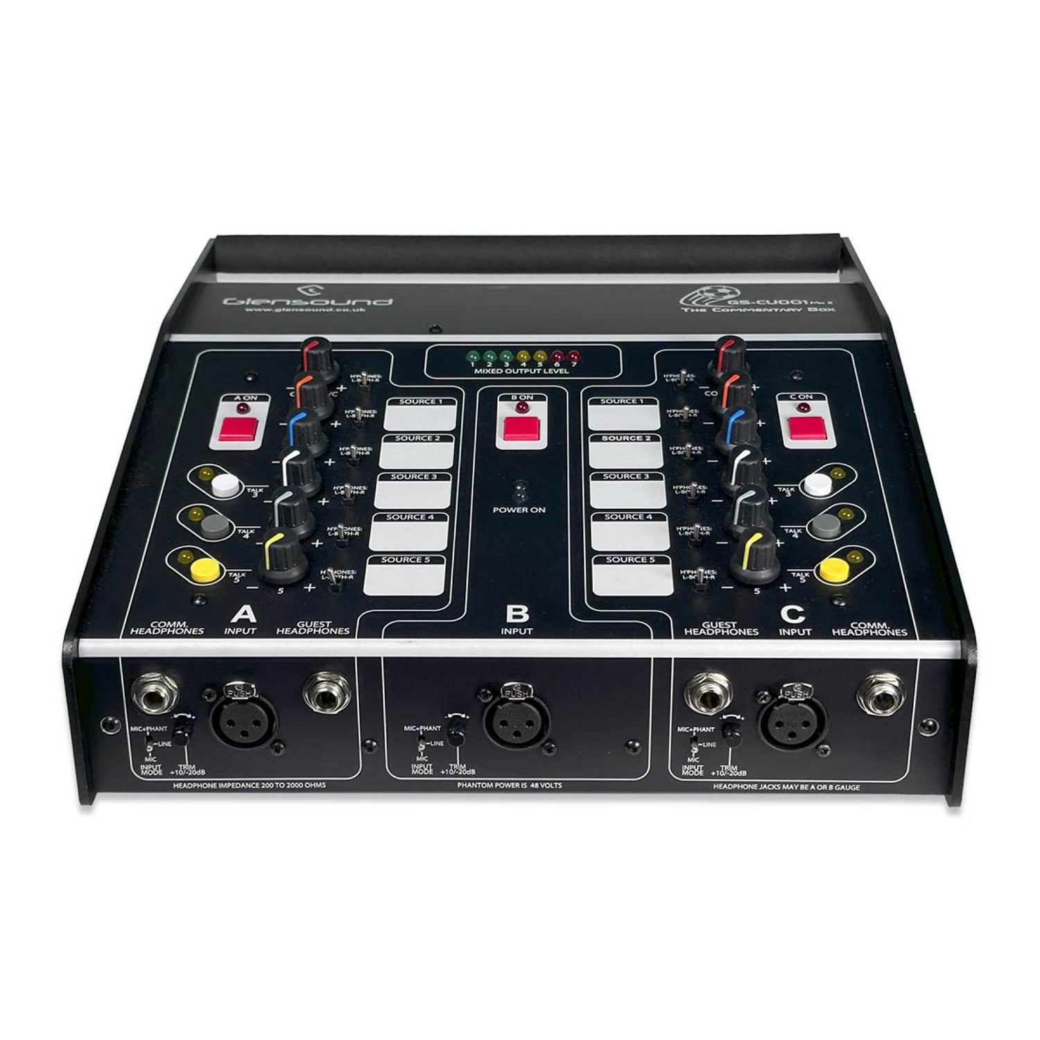 Glensound CU001 DANTE - Three-Commentator Unit With Analogue I/O and Dante