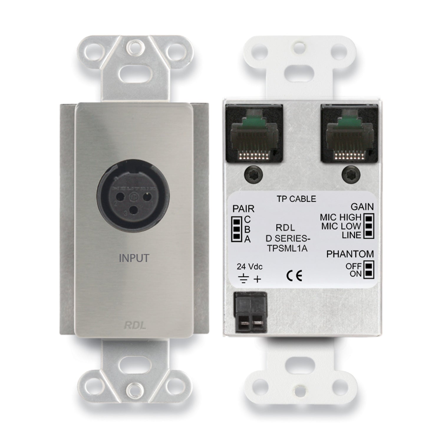 RDL DS-TPSML1A - Active Single-Pair Sender (Format-A – XLR Mic/Line Input / Stainless Steel)