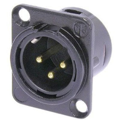 Neutrik NC3MD-L-B-1 3-Pin Male Chassis Mount XLR Receptacle Black/Gold