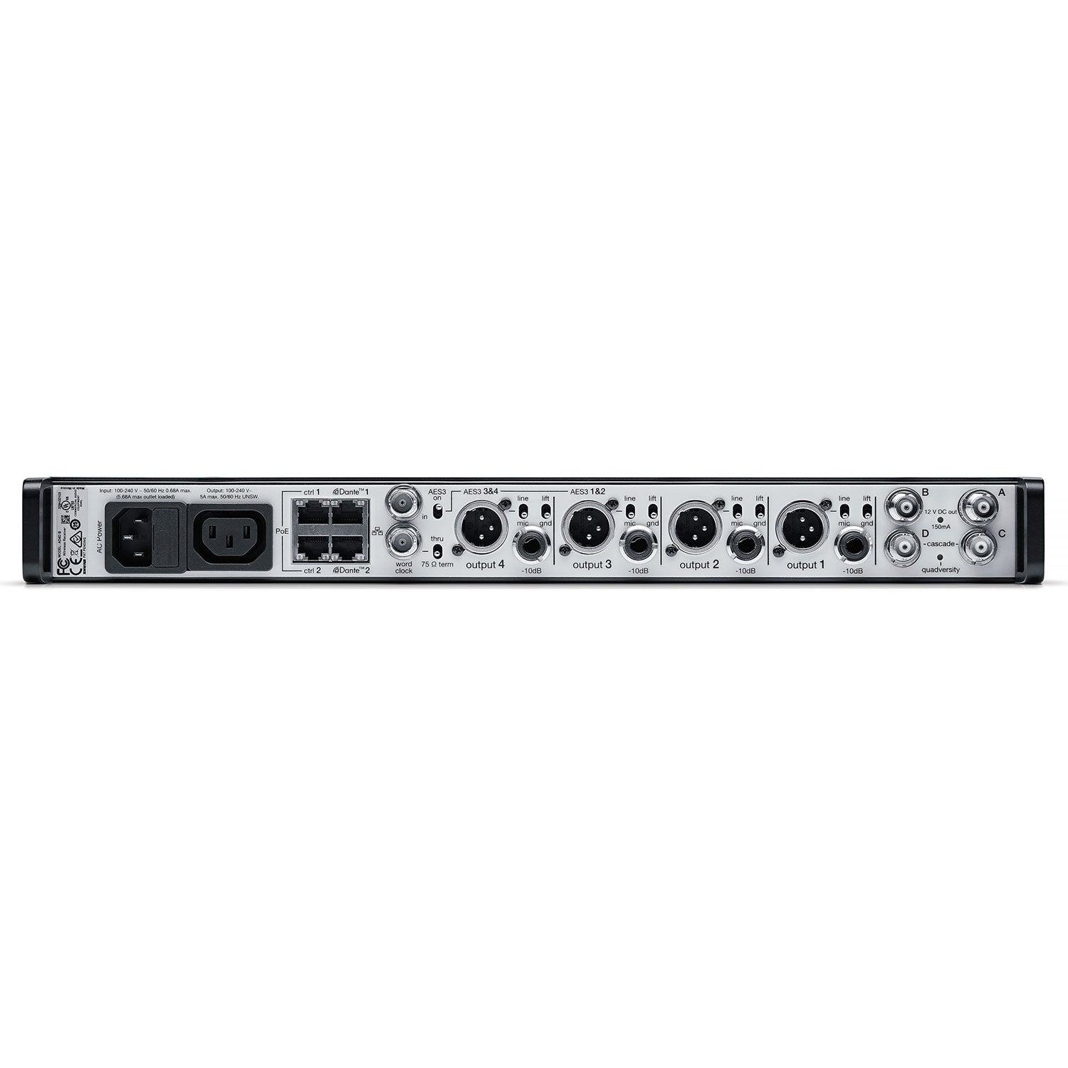 Shure AD4Q-DC Axient Digital Quad-Channel Receiver (A Band 470-636 MHz)