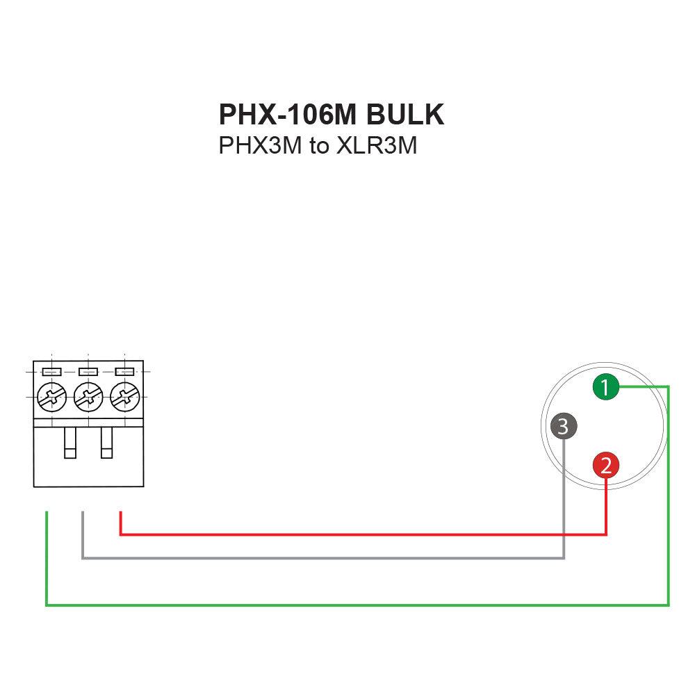 Hosa PHX-106M-BULK Low-voltage Adaptor, PHX3M to XLR3M, 6 inches