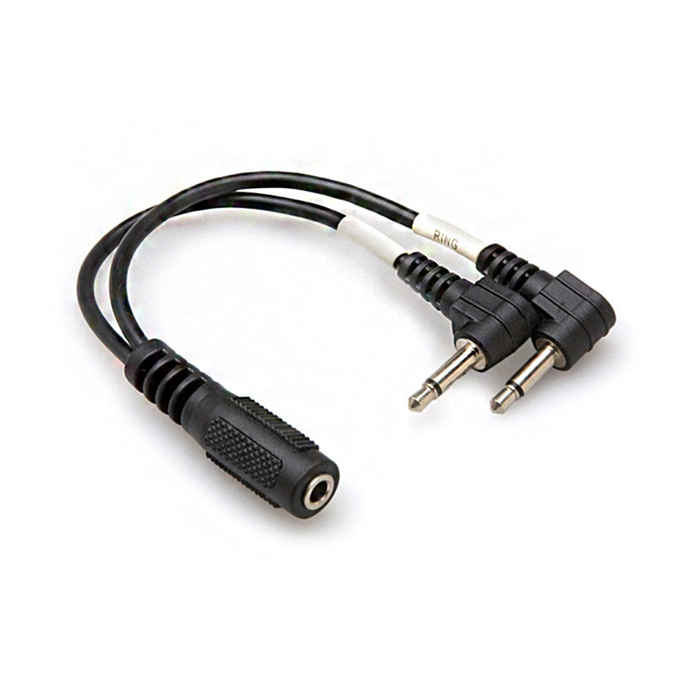 Hosa Ymm-492 Air Travel Headphone Adaptor - Dual 3.5mm TS to 3.5mm TRSF