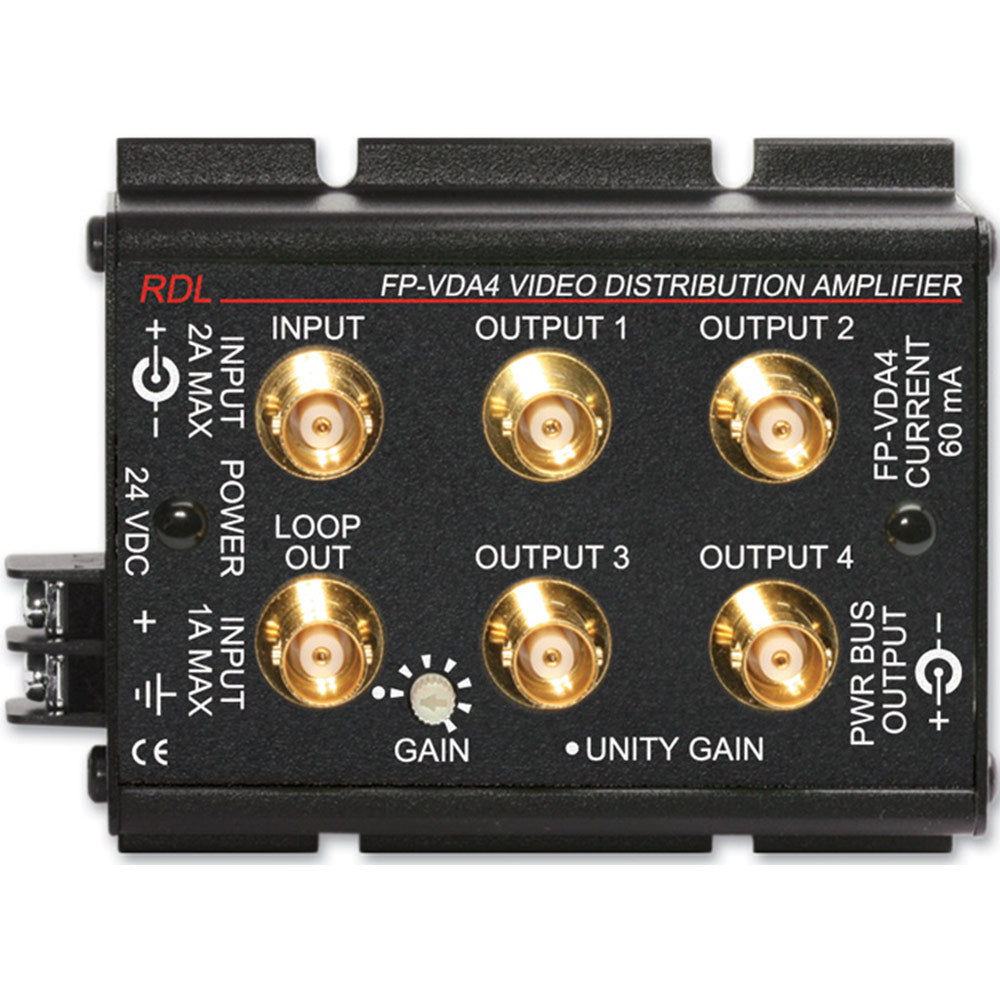 RDL FP-VDA4 NTSC/PAL Video Distribution Amp - 1x4 - BNC