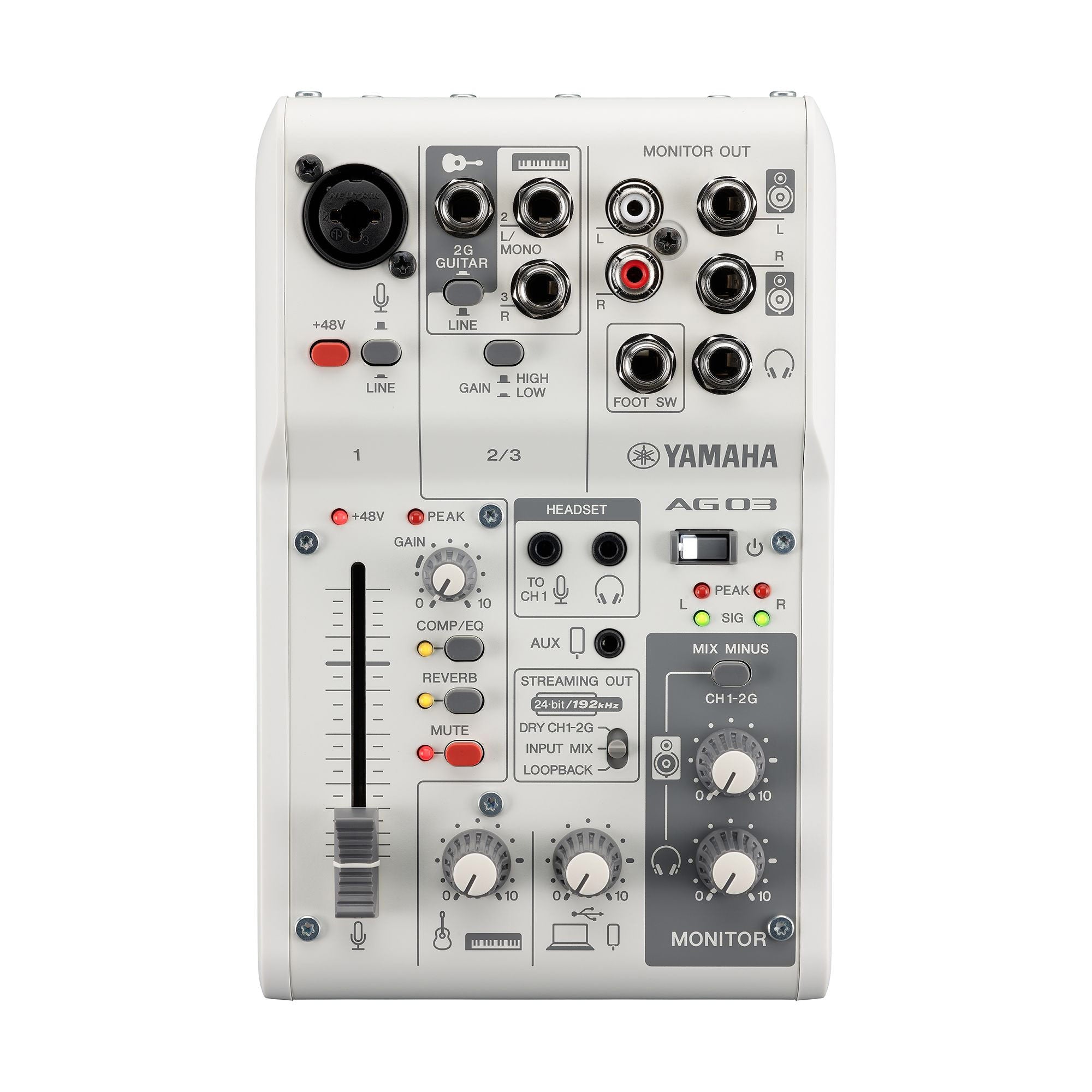 Yamaha AG03MK2 - 3-Channel Mixer for Podcasting and Streaming (White)