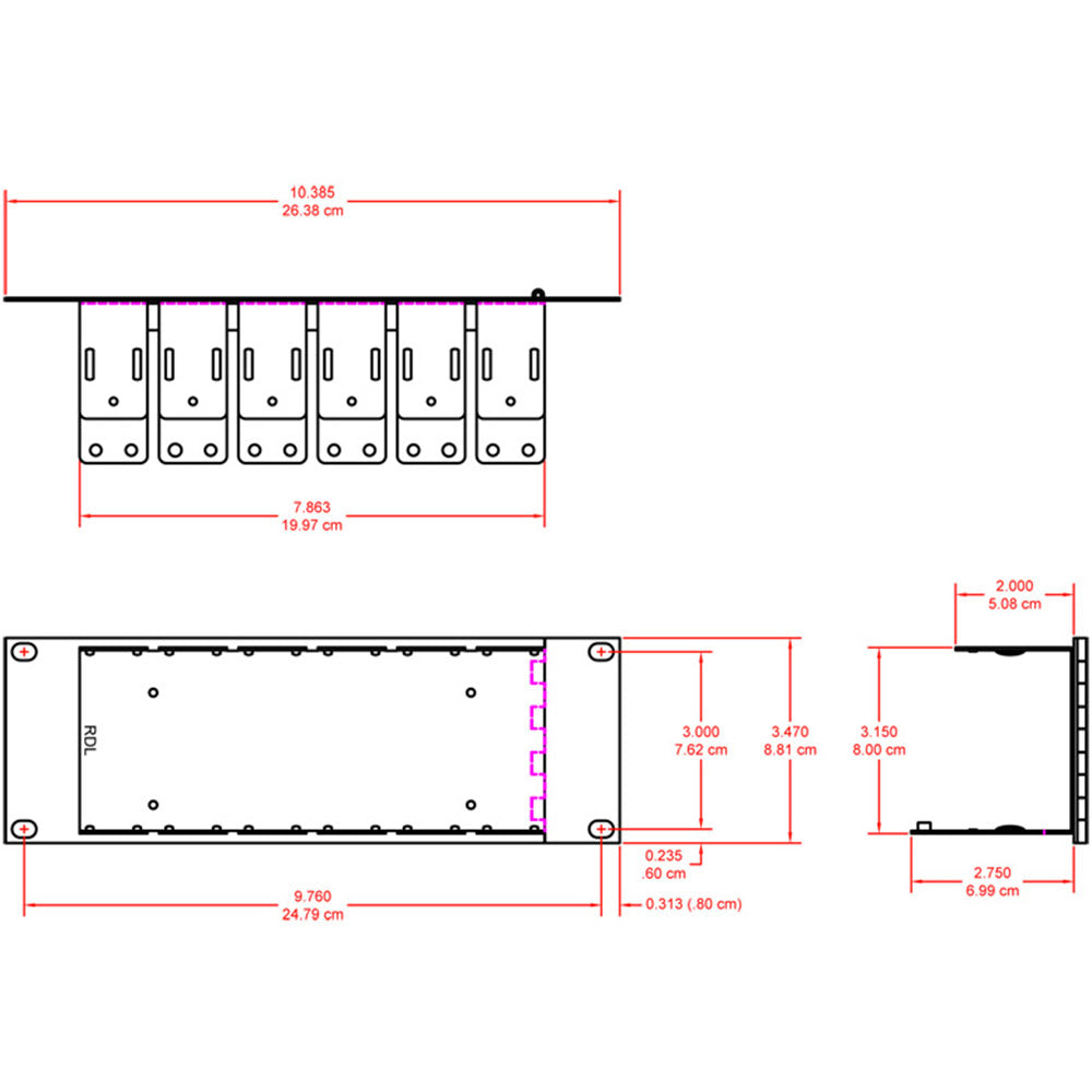 RDL STR-H6A 10.4-Inch Rack Mount for 6 STICK-ON Series Modules