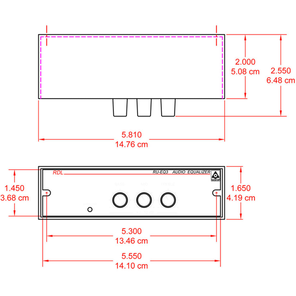 RDL RU-EQ3 Three Band Equalizer with Knobs - Terminals