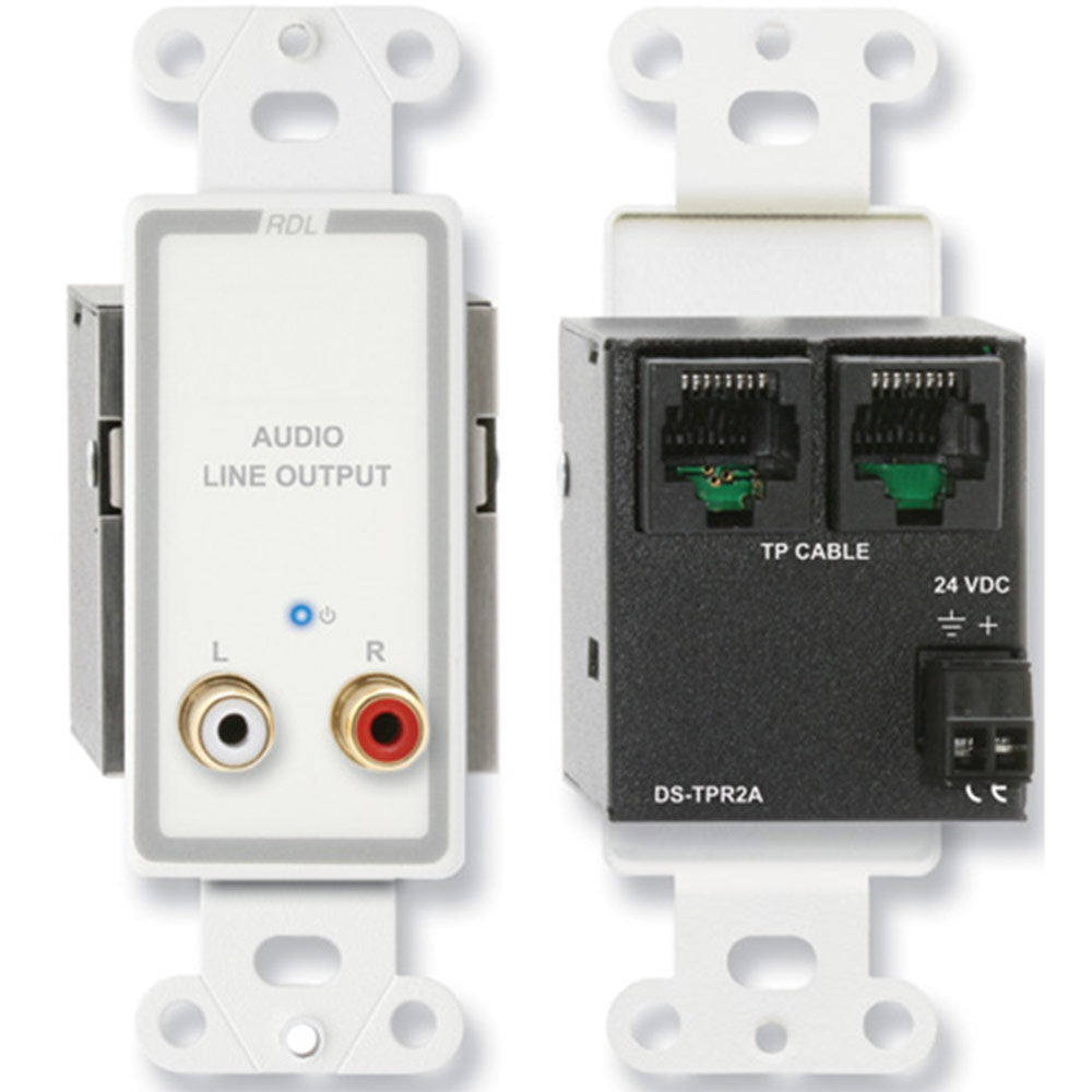 RDL D-TPR2A Active Two-Pair Receiver - Twisted Pair Format-A - stereo phono jack outputs