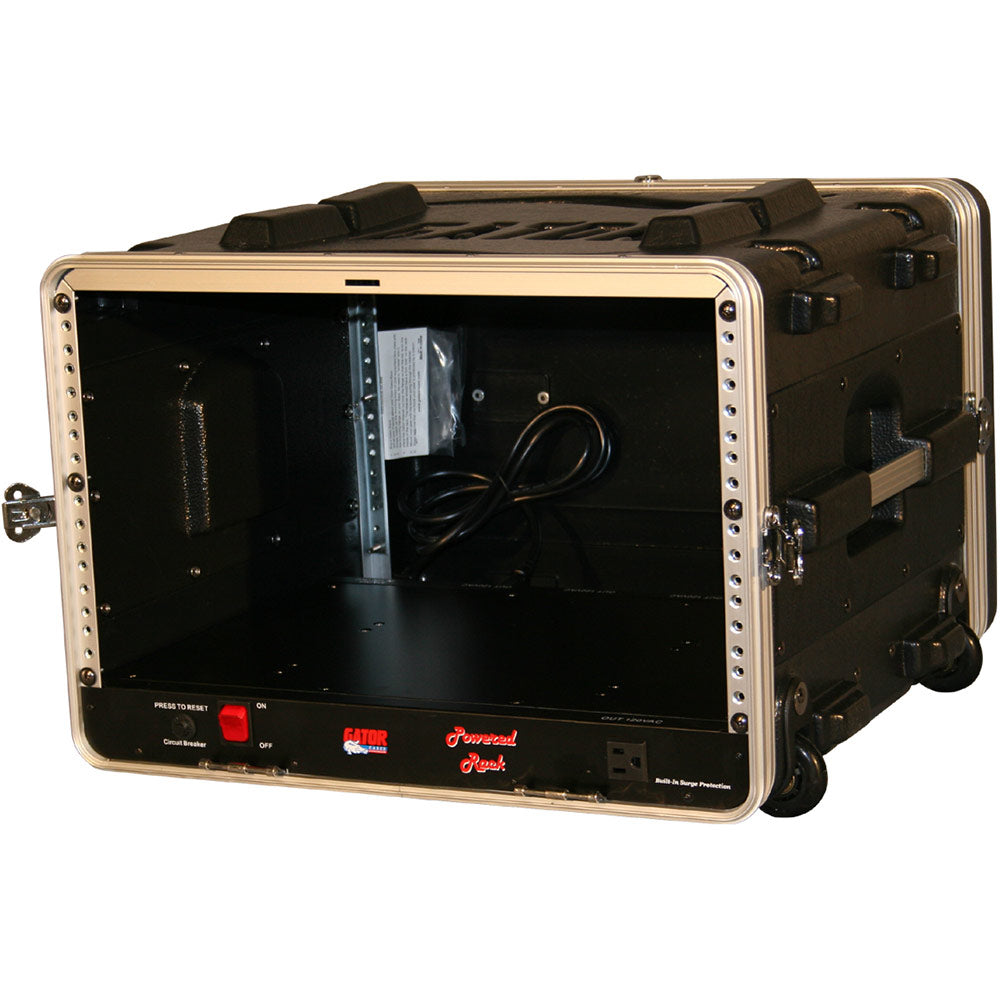 Gator GRR-6PL-US Powered Rolling ATA 6U Deluxe Polethylene Rack with Front and Rear Rack Rails