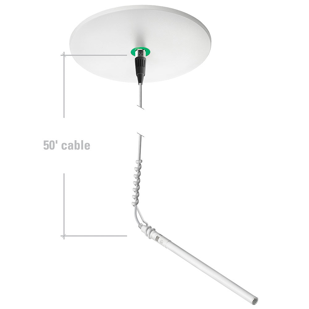 Audio-Technica ATND933aWML MicroLine Condenser Hanging Microphone with Dante Network Output (White)