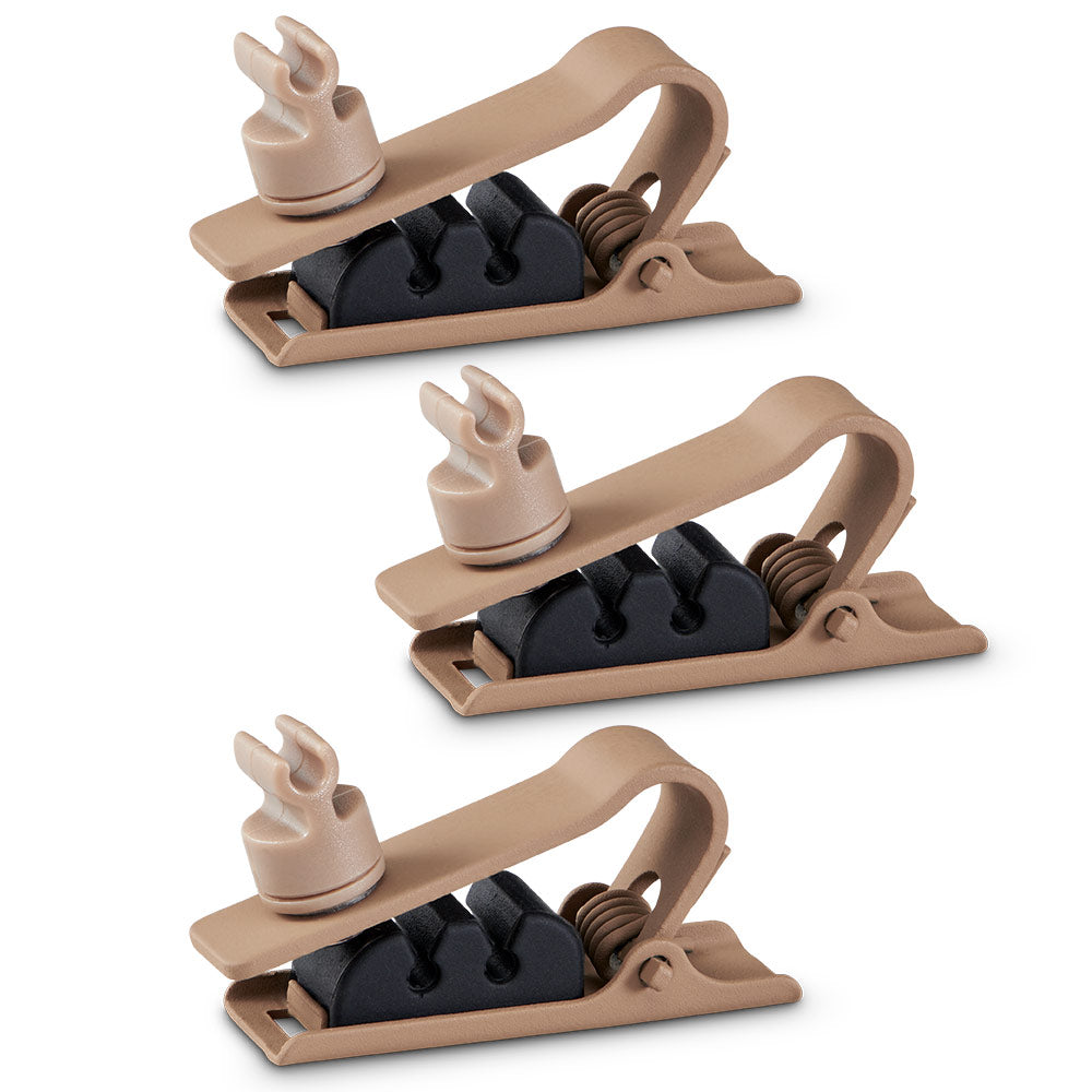 Shure RPMDL4STC Single Tie Clip for DL4 Lavalier (Cocoa / Set of 3)