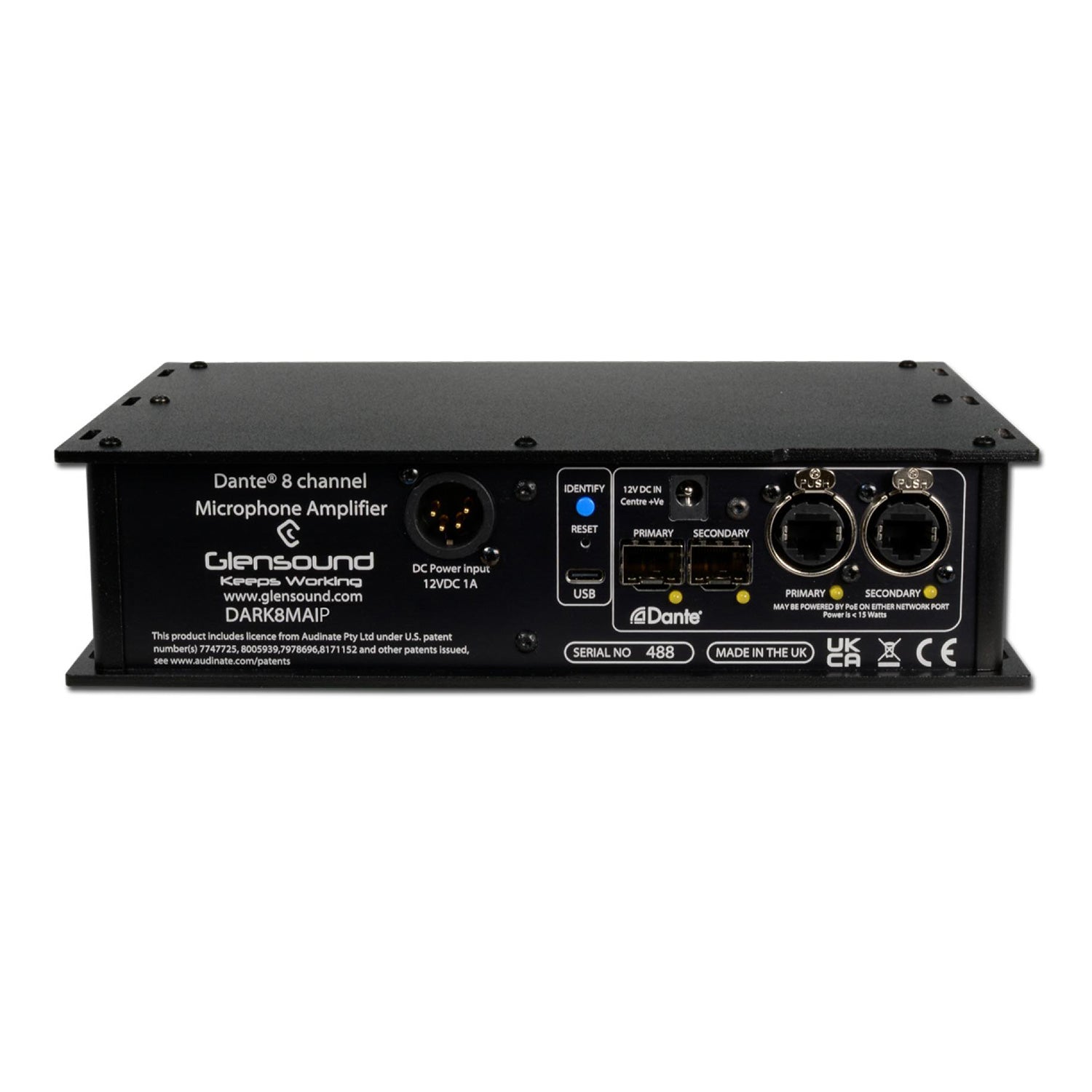 Glensound DARK8MAI/P MKII - 8-Input Mic Amp for Dante / AES67