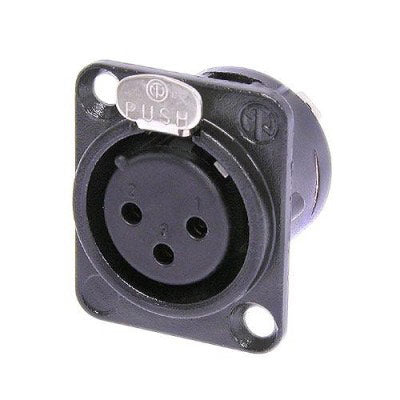 Neutrik NC3FD-L-B XLR Female D Series Receptacle (Black/Gold Contacts)