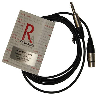 Redco NC3FXNP3C10 Female XLR to TRS Cable - 10 Feet