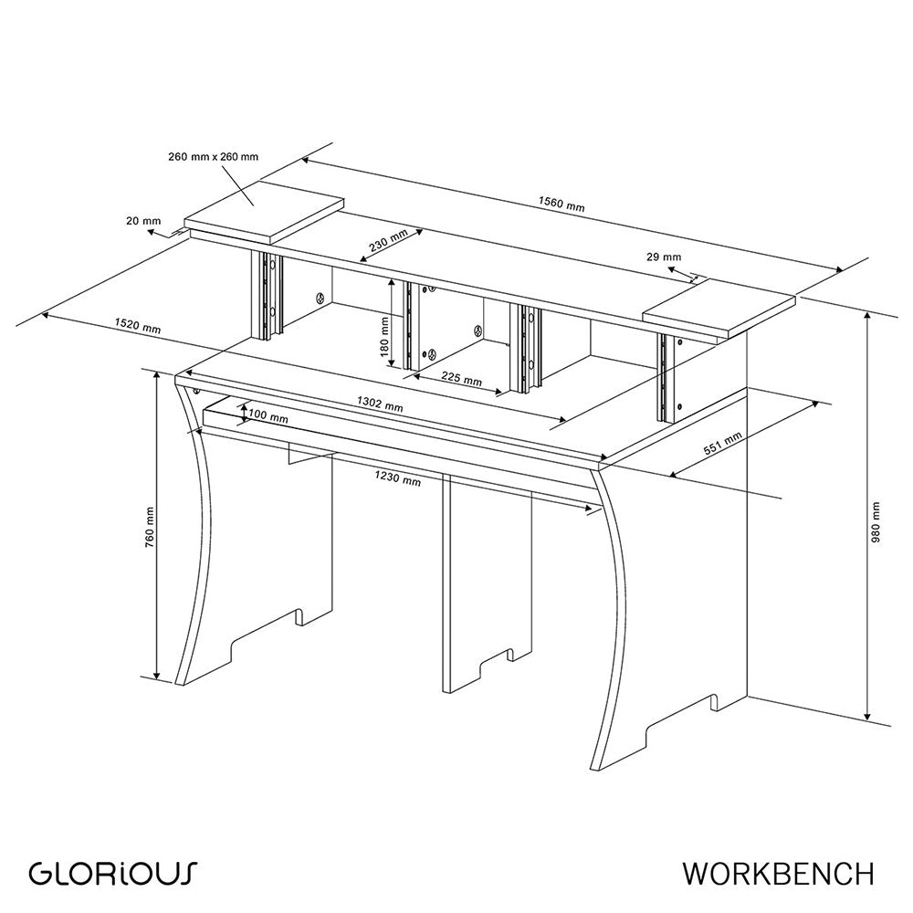 Glorious Workbench - Studio Production or Editing Station Desk (Black)