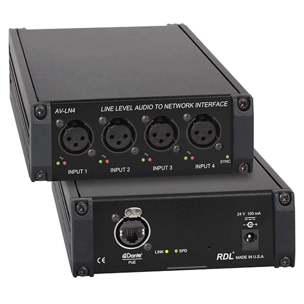 RDL AV-LN4 - Four-Channel Line Level Analog to Dante Network Interface