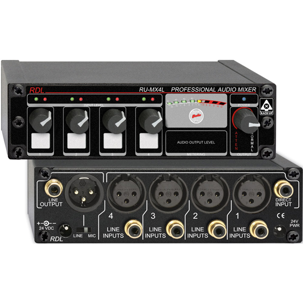RDL RU-MX4L Pro 4 Input Line Mixer - Mic and Line Out