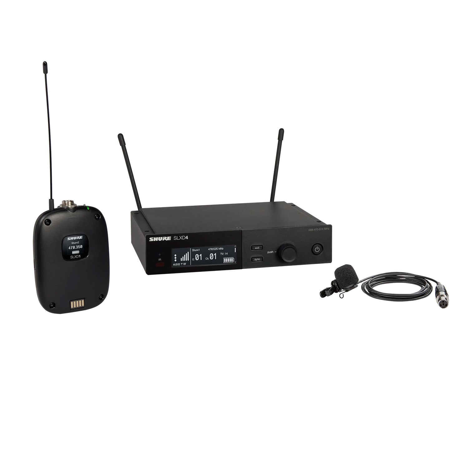 Shure SLXD14/85M - Lavalier Wireless System with WL185M (G58 Band / 470-514 MHz)