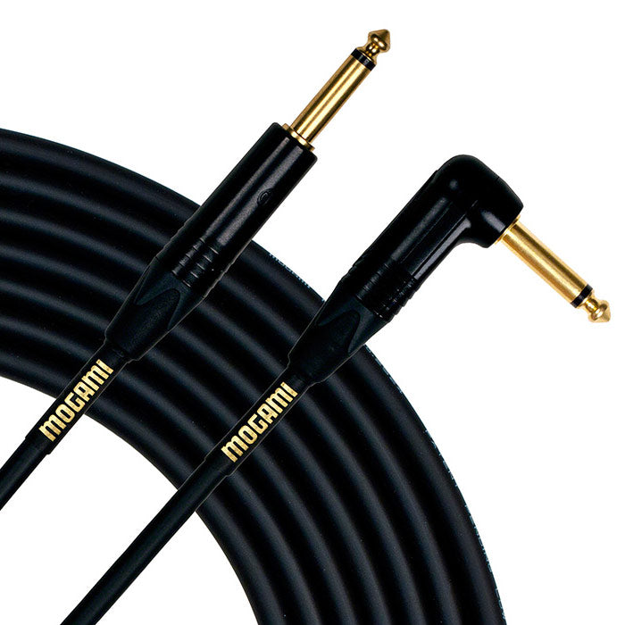 Mogami Gold Instrument Cable with One Straight End and One Right Angle End - 10 feet