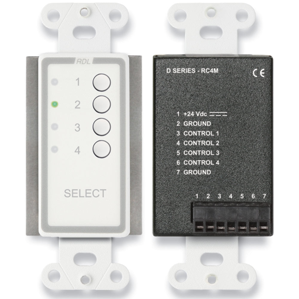 RDL D-RC4M 4-Channel Remote Source Selector for D-SERIES (White)