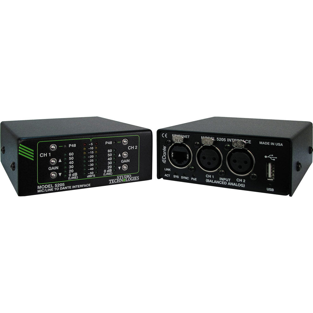 Studio Technologies Model 5205 2-Channel Mic/Line to Dante Interface