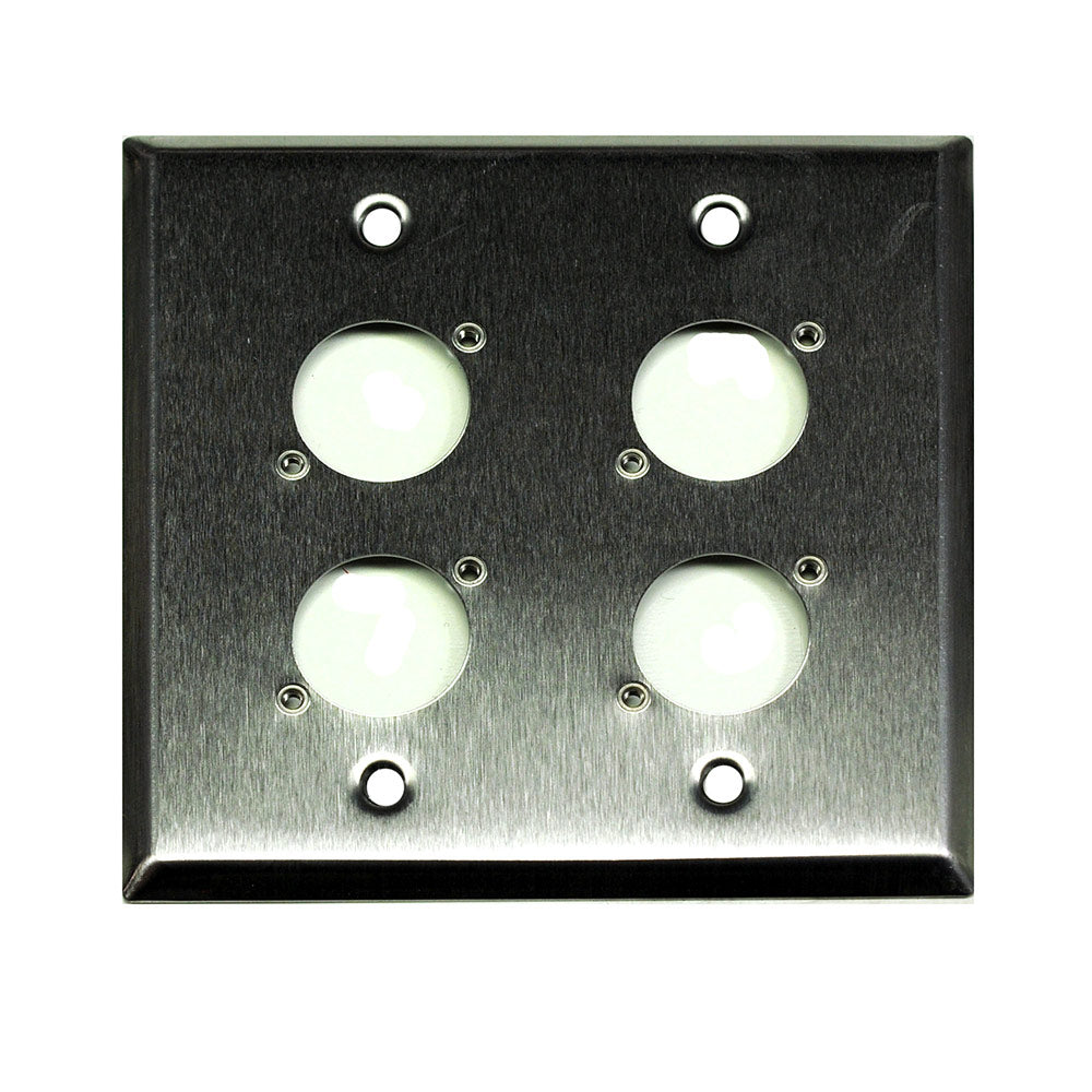 Whirlwind WP2/4NDH Stainless Steel Two-Gang Wall Plate with 4 D Series Cutouts