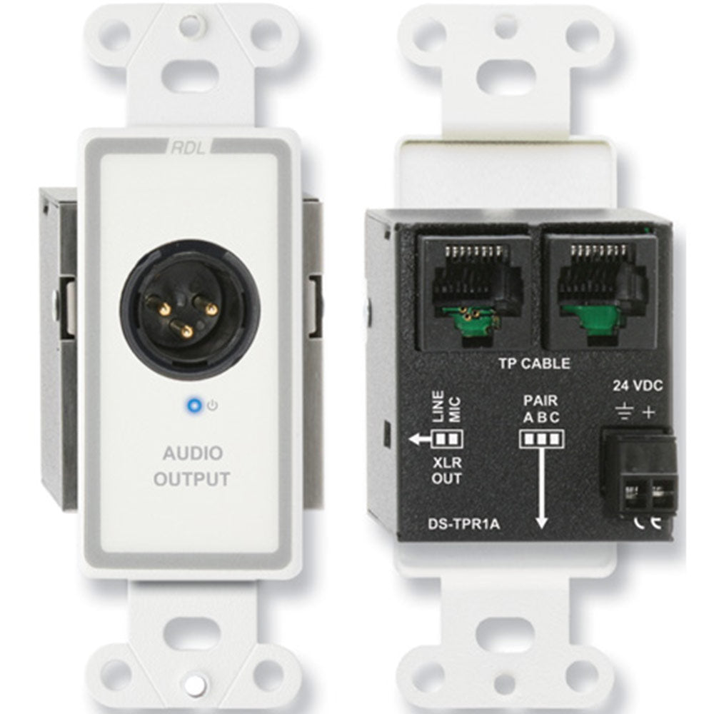 RDL D-TPR1A Active Single-Pair Receiver - Twisted Pair Format-A - XLR mic/line output