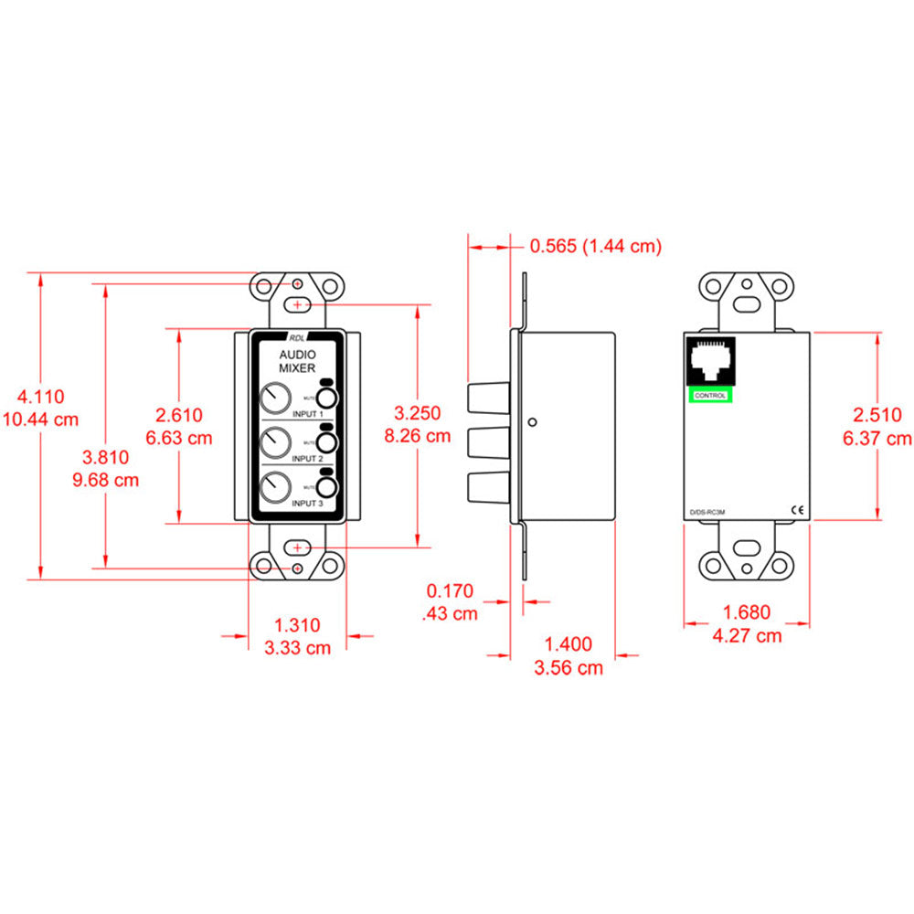 RDL D-RC3M Remote Audio Mixing Control with Muting