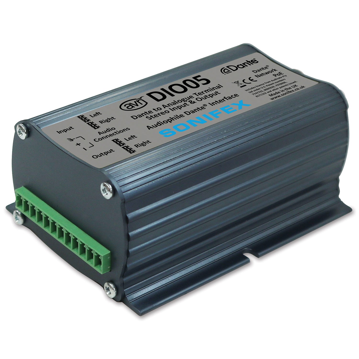 Sonifex AVN-DIO05 Dante to Analogue Terminal Block Stereo Input / Output