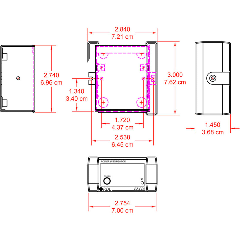 RDL EZ-PD3 Power Supply Distributor for 3 EZ Series Units