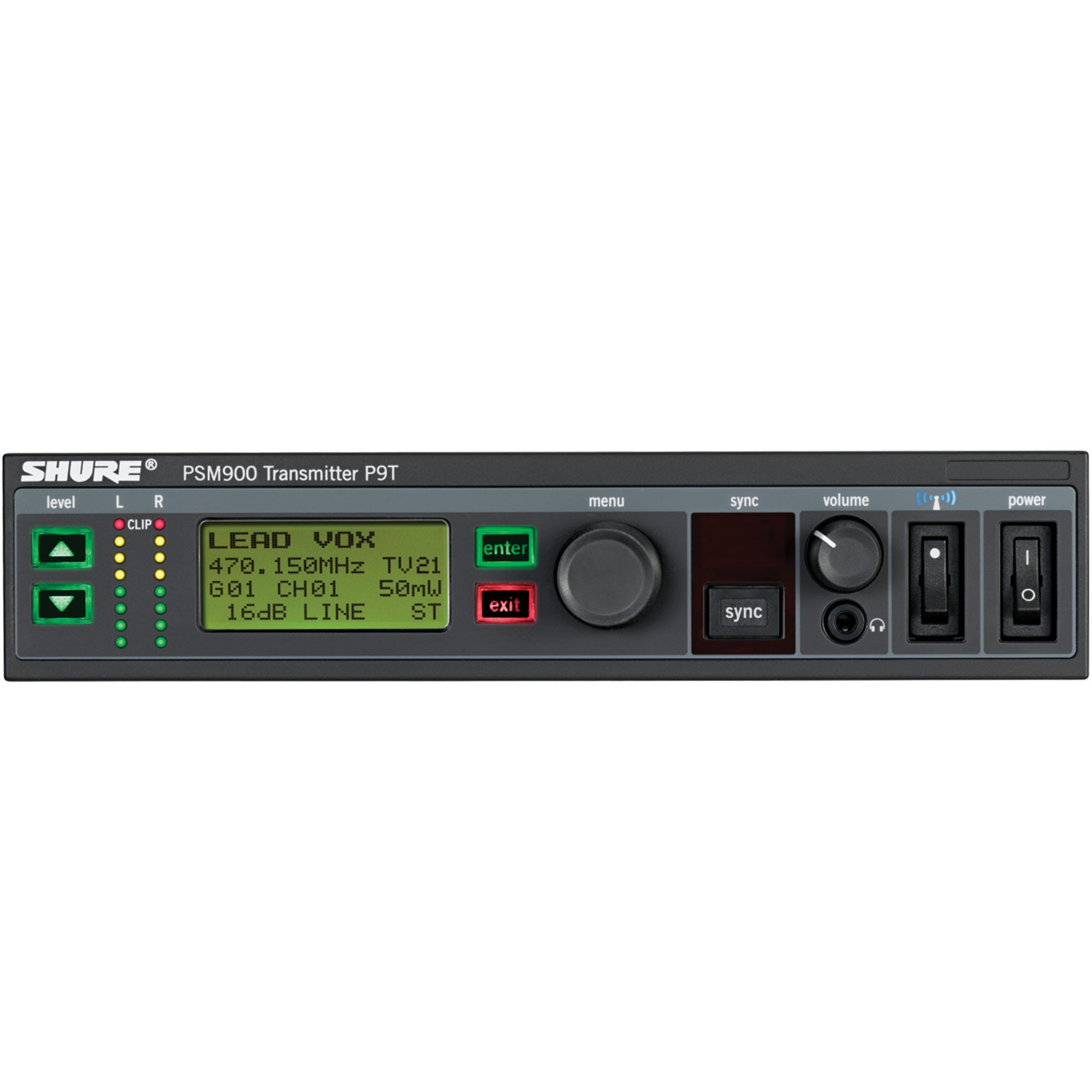 Shure P9T Wireless Transmitter for PSM900 Systems (H21 Band / 542-578 MHz)