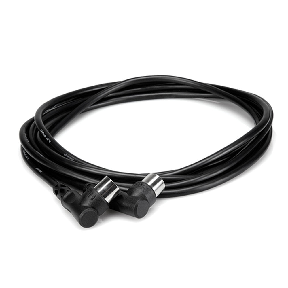 Hosa MID-303RR Right-angle MIDI Cable, Right-angle 5-pin DIN to Same, 3 feet