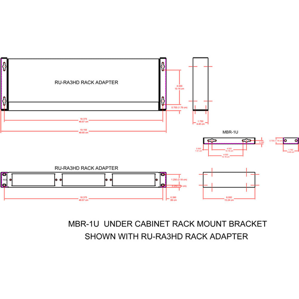 RDL MBR-1U Installation of 1 RU product under a shelf