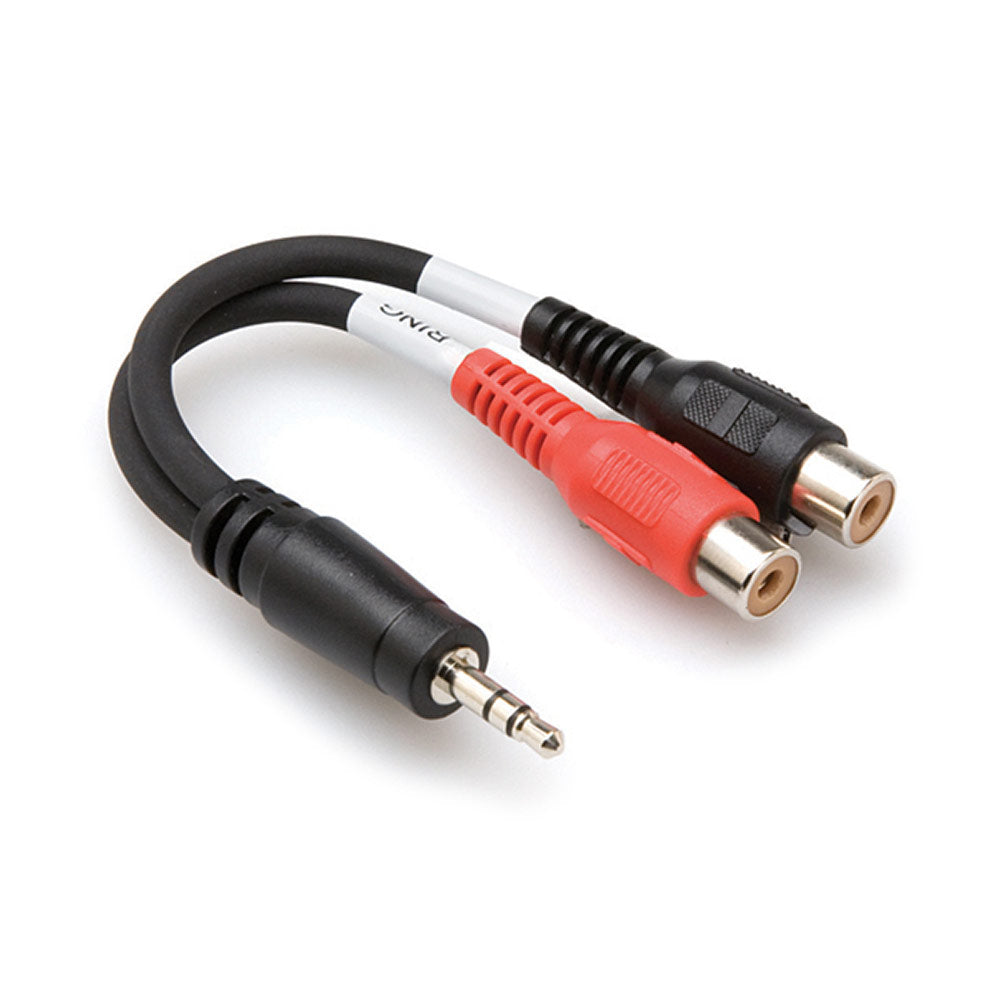 Hosa YRA-154 3.5 mm TRS to Dual RCAF Stereo Breakout Cable, 6 inches