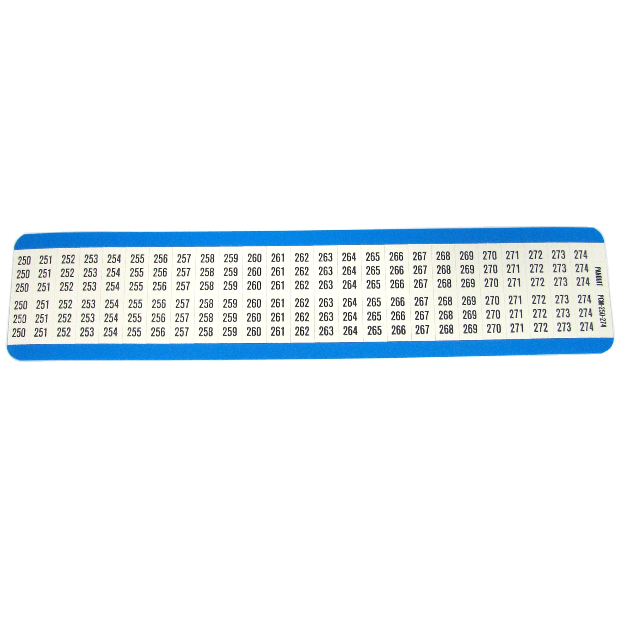 Panduit PCM-250-274 Consecutive Number Wire Marker Card Legend 250-274
