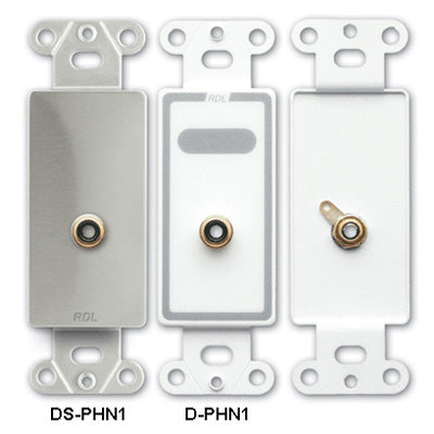 RDL DS-PHN1 Single Phono Jack on D Plate - Solder type - Stainless Steel