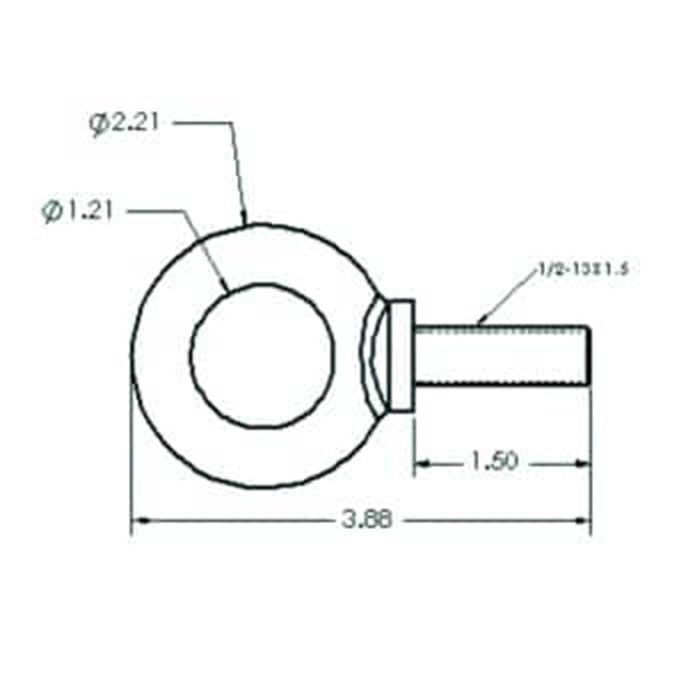 Adaptive Technologies EB-500-S - Drop Forged Speaker Rigging Eyebolt (1/2-13 Threaded / Black)