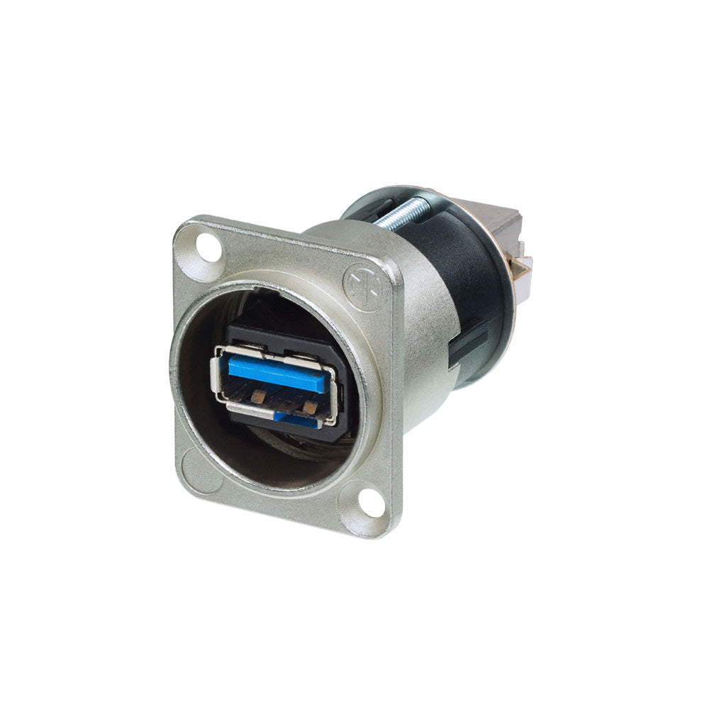 Neutrik NAUSB3 Reversible D-Series USB 3 Gender Changer Feed-Thru (Nickel)