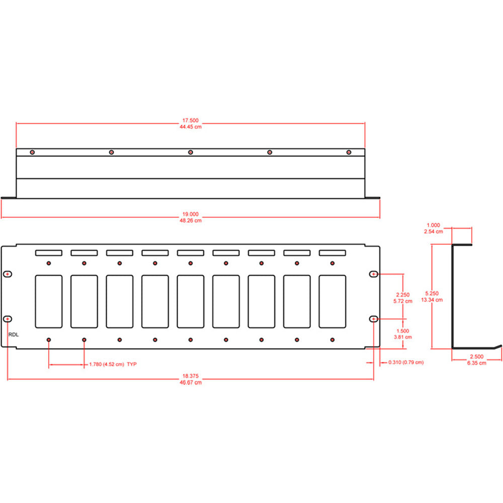 RDL RM-D9 Rack Mount for 9 Decora Modules - 3 RU