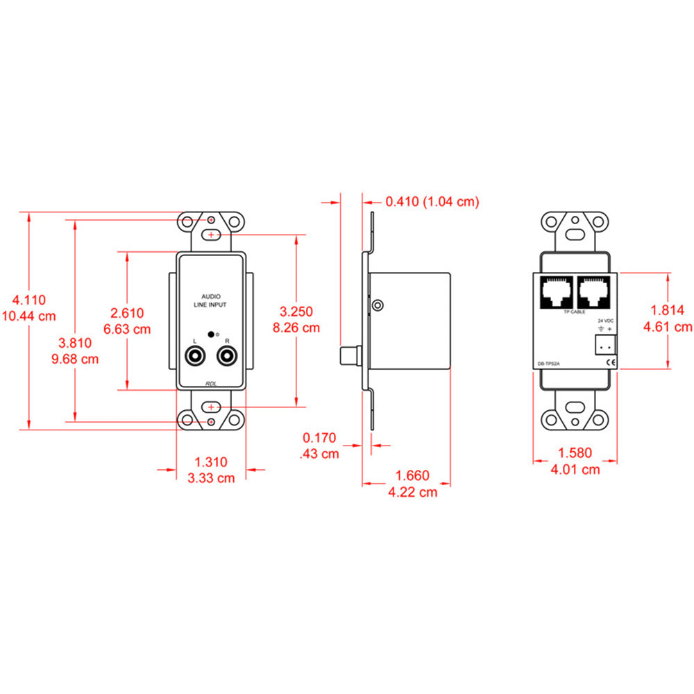 RDL DB-TPS2A Decora Mount Active Format-A Sender - RCA Input (Black)