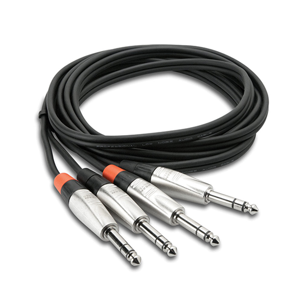 Hosa HSS-005X2 Pro Stereo Interconnect, Dual REAN 1/4 inch TRS to Same, 5 feet