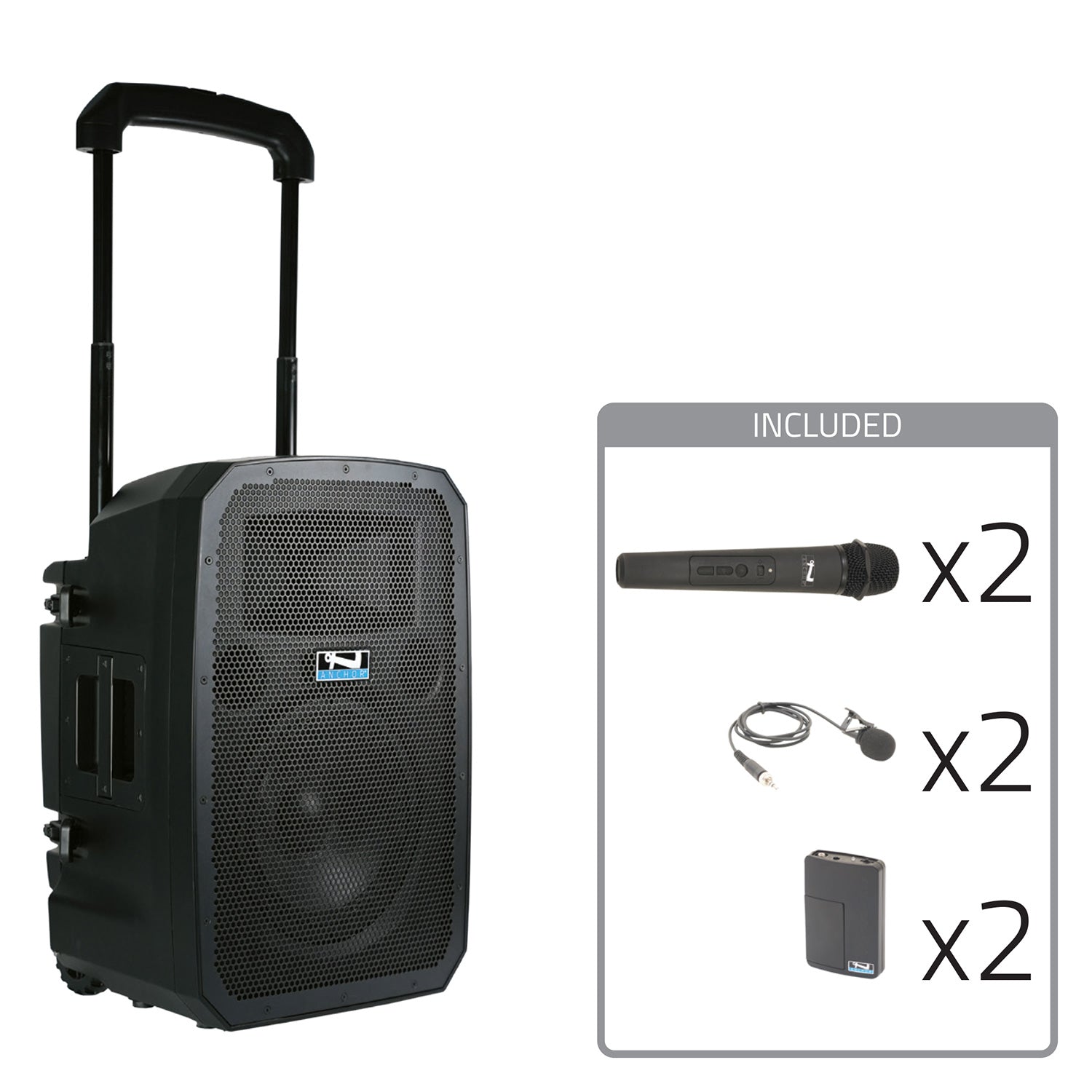 Anchor Audio Liberty 3 Hub - Portable PA Package with 2x Wireless Handheld / 2x Lapel Microphones
