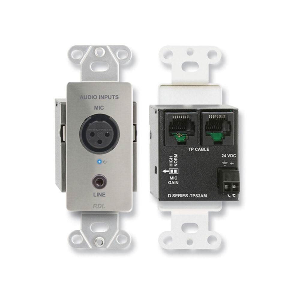 RDL DS-TPS2AM Active Two-Pair Sender - Twisted Pair Format-A - XLR Microphone / Stereo Mini-jack Input Module