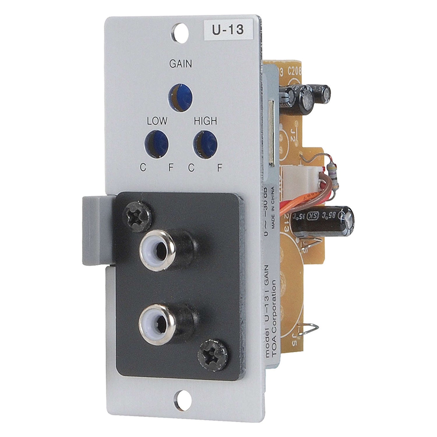 TOA U-13R Unbalanced Line Input Module with Lo/Hi Cut Filters and Mute-Receive - Dual RCA