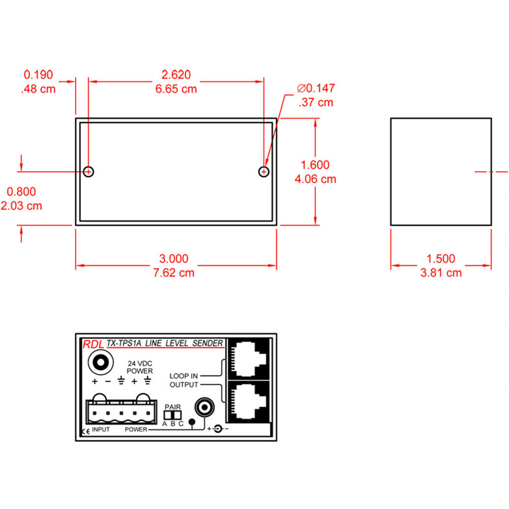 RDL TX-TPS1A Active Single-Pair Sender - Twisted Pair Format-A - balanced line input