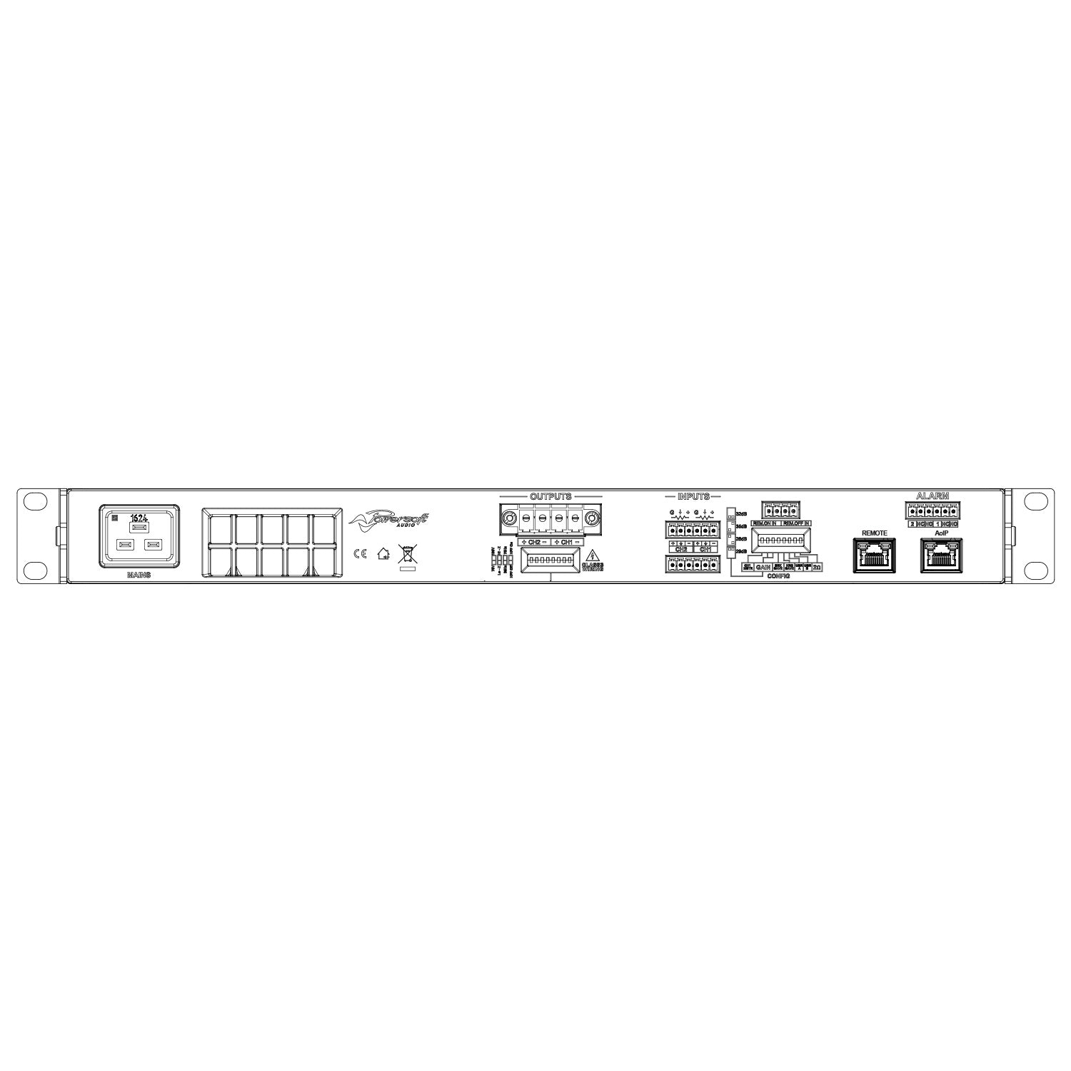 Powersoft Duecanali 804 DSP Plus - 2-Channel Install Power Amplifier with DSP and AES67