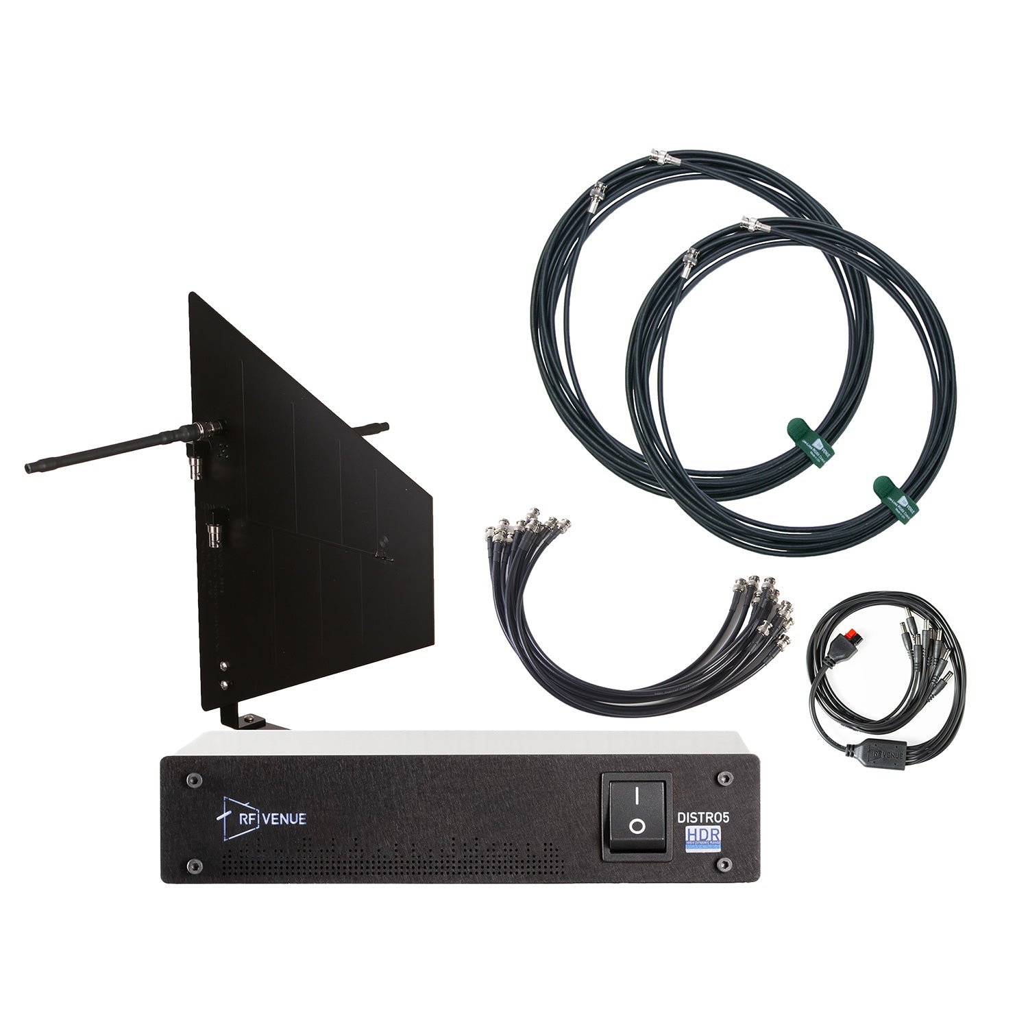 RF Venue DFINBD5 - 5-Channel Wireless Mic Upgrade Pack with Black Wallmount Diversity Fin Antenna