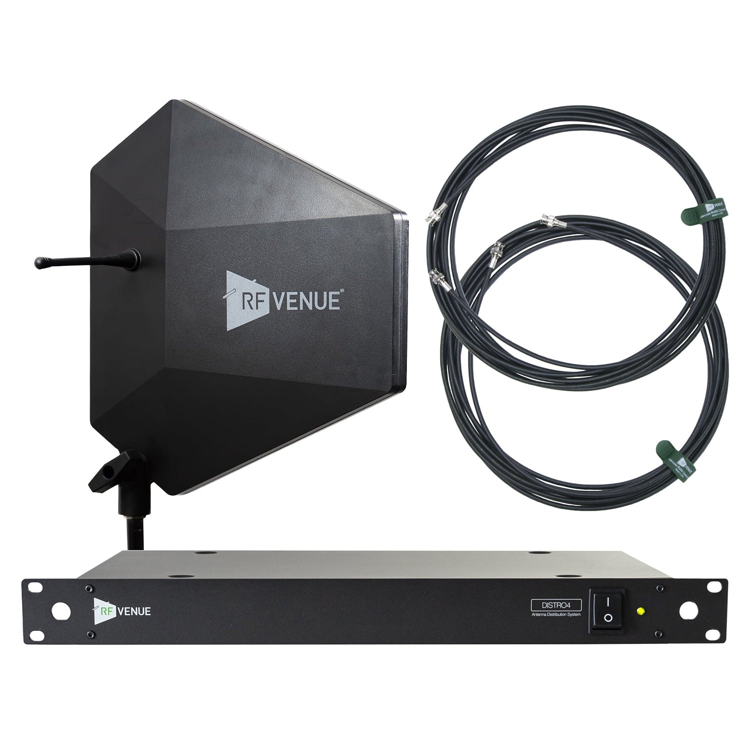 RF Venue DFIN-IPXDISTRO4 - 4-Channel Wireless MicUpgrade Pack with Black Diversity IPX Antenna