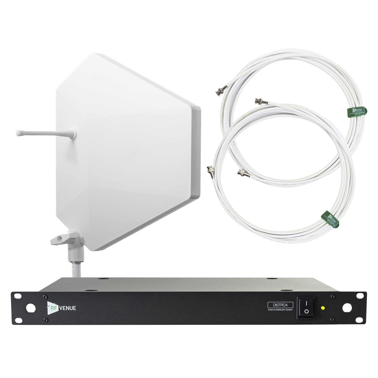 RF Venue DFIN-IPXWDISTRO4 - 4-Channel Wireless Mic Upgrade Pack with White Diversity IPX Antenna