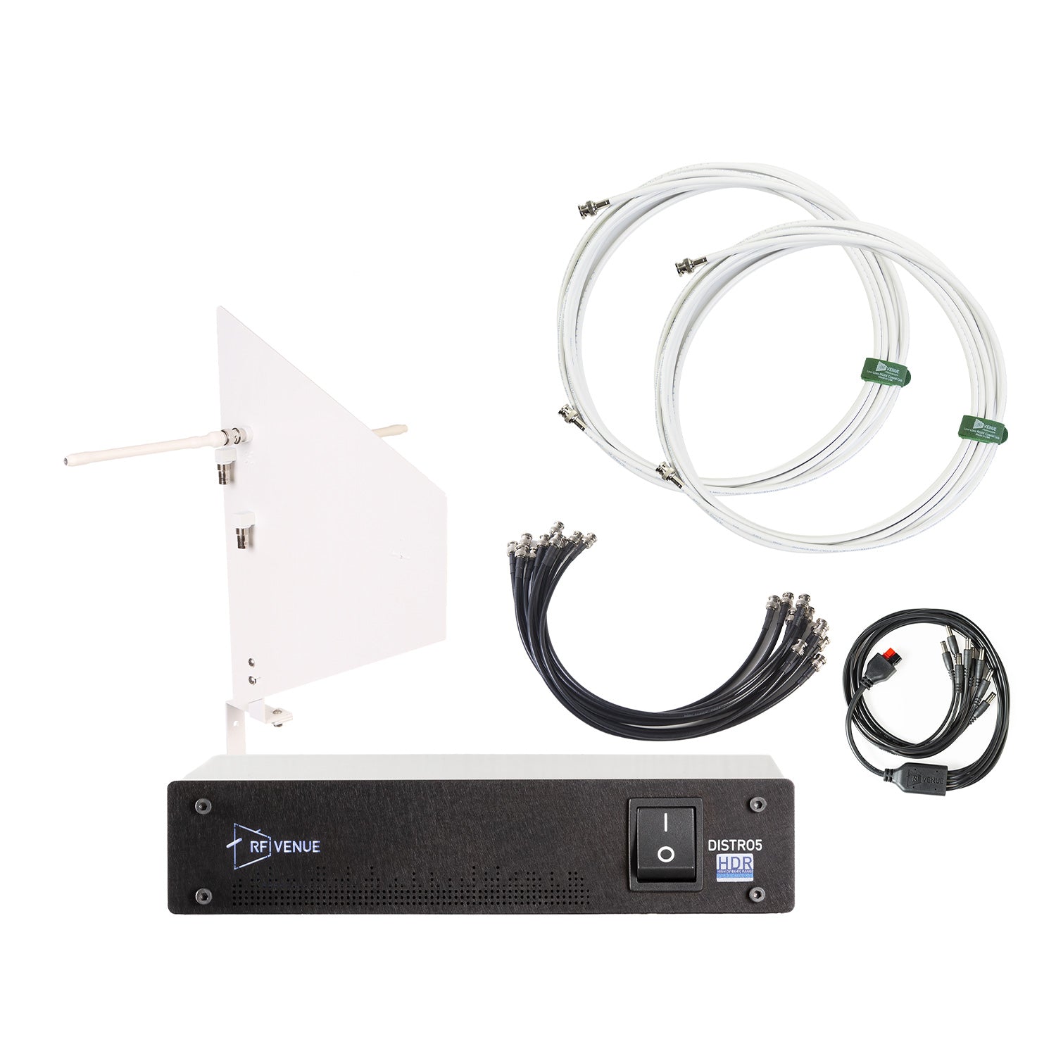 RF Venue DFINWD5 - 5-Channel Wireless Mic Upgrade Pack with White Wallmount Diversity Fin Antenna