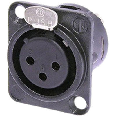 Neutrik NC3FDL-B-1 XLR Female D Series Receptacle (Black/Gold Contacts